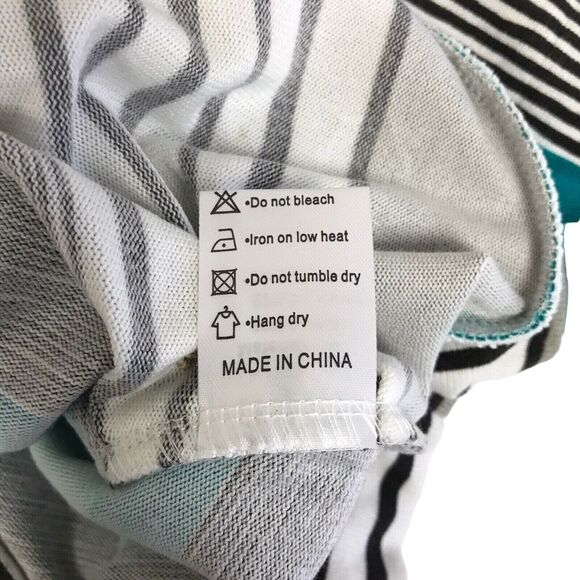 Muhadrs Sweater Womens Small Striped Gray White Black Green Blue - Picture 8 of 8